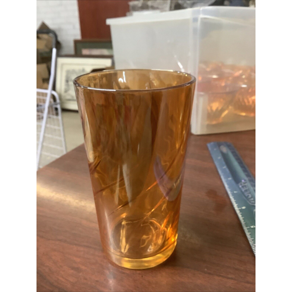 Vintage Jeannette Iridescent Marigold Floragold Glass Tumblers 5"
